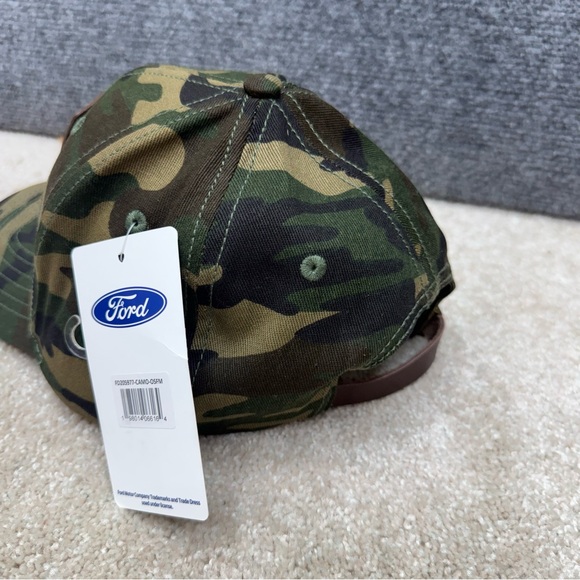 Built Ford Tough hat cap adjustable strap camo leather patch - Picture 4 of 10